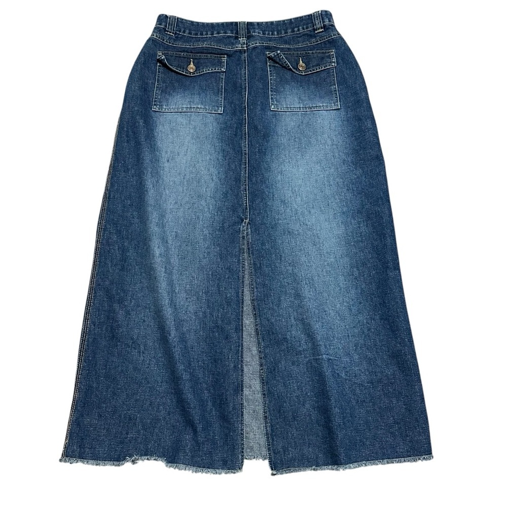 Vintage Y2K No Boundaries Blue denim maxi skirt with pockets size 11 - Picture 2 of 8